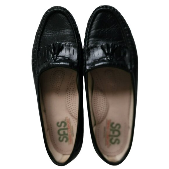 SAS Women's Tripad Comfort Black Leather Kiltie Tassel Slip-On Loafer Size 9 ½ M - Picture 2 of 10
